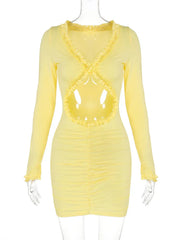 Gelbes Hollow-Out-Minikleid