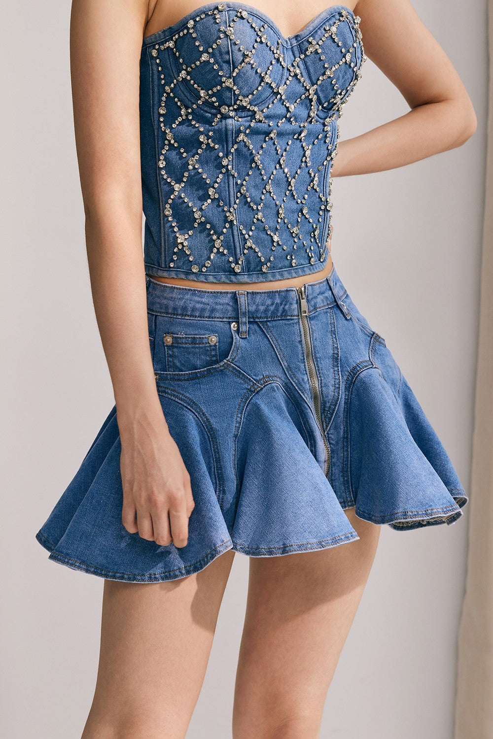 Marigold Ruffle Denim Mini Skirt