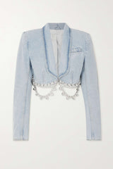 Maya Crystal Embellished Denim Blazer