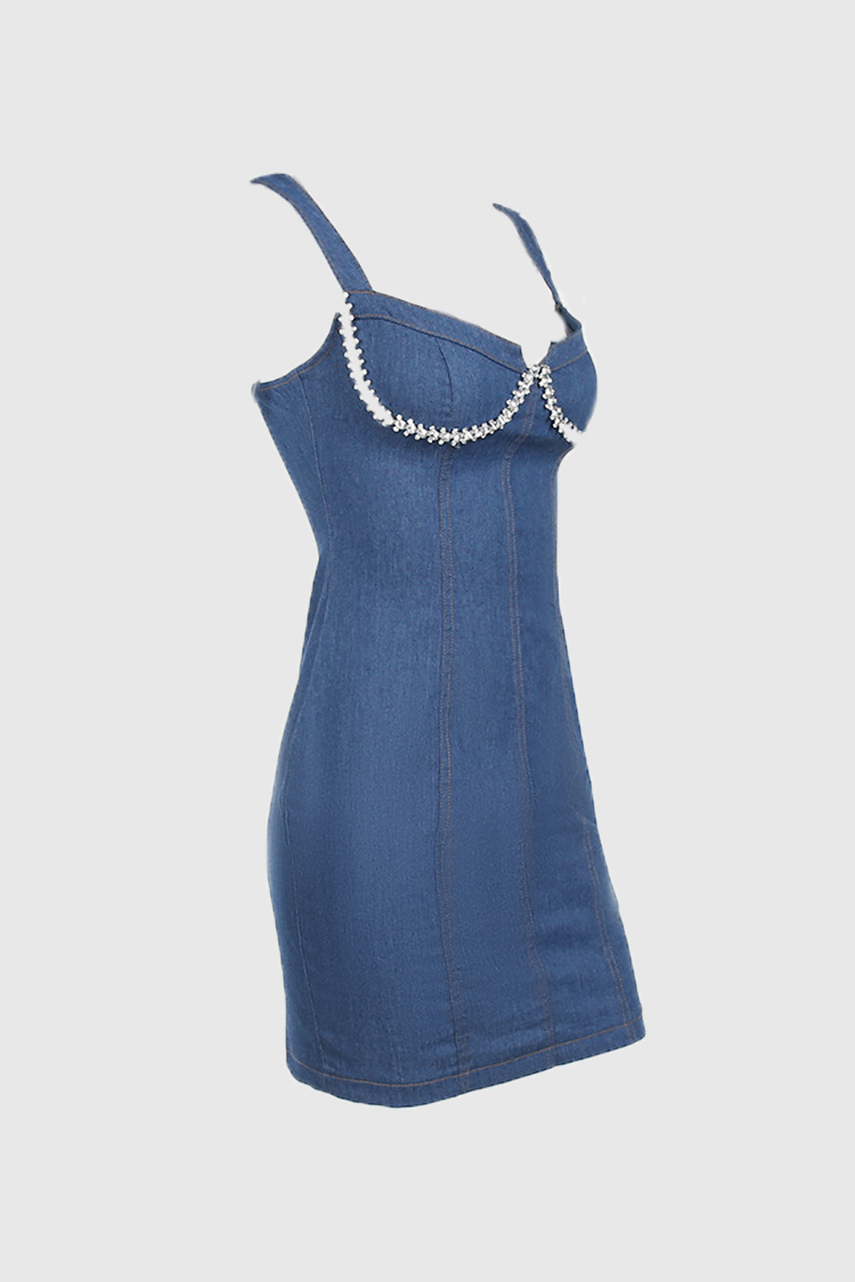 Maysa – Mit Strass verziertes Jeans-Minikleid