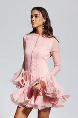 McCarthy – Minikleid aus Netzstoff mit Rüschen in Rosa
