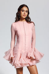 McCarthy – Minikleid aus Netzstoff mit Rüschen in Rosa