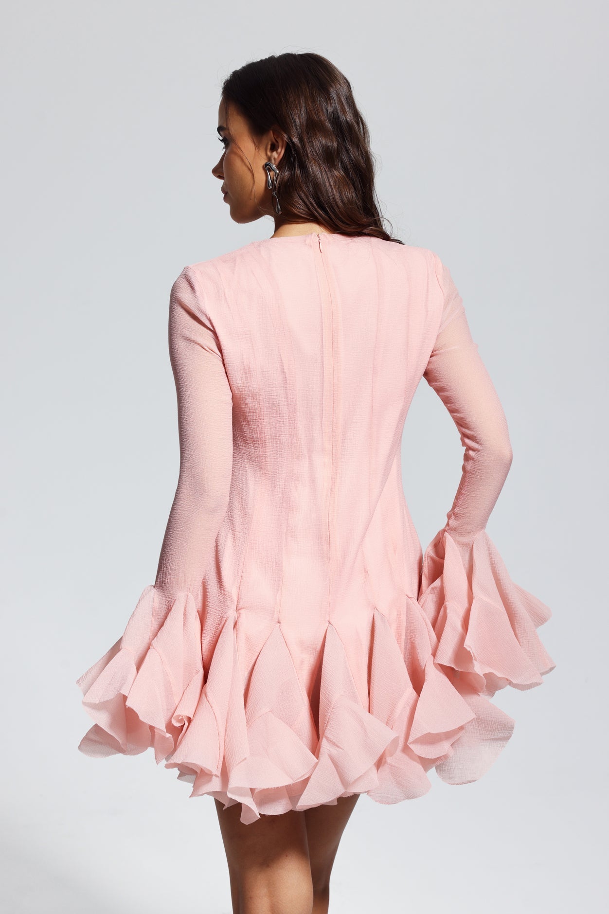 McCarthy – Minikleid aus Netzstoff mit Rüschen in Rosa