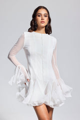 McCarthy – Weißes Minikleid mit Rüschen aus Netzstoff