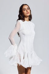 McCarthy – Weißes Minikleid mit Rüschen aus Netzstoff