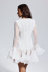 McCarthy – Weißes Minikleid mit Rüschen aus Netzstoff