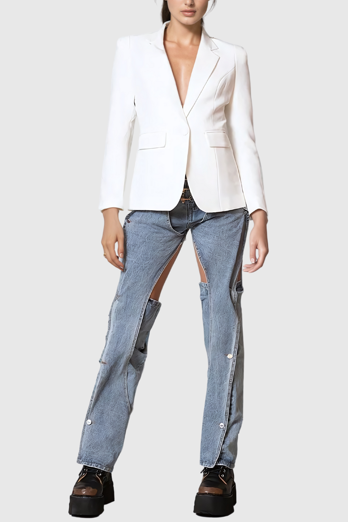 Michael Cutout Deconstruct Button Jeans