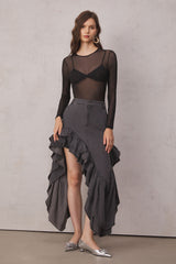 Monroe Asymmetric Ruffle Maxi Skirt