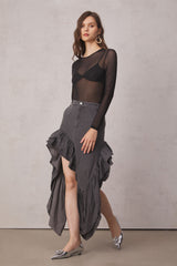 Monroe Asymmetric Ruffle Maxi Skirt