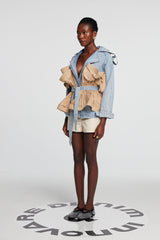 Noor Deconstructed Ruffle Denim Jacket