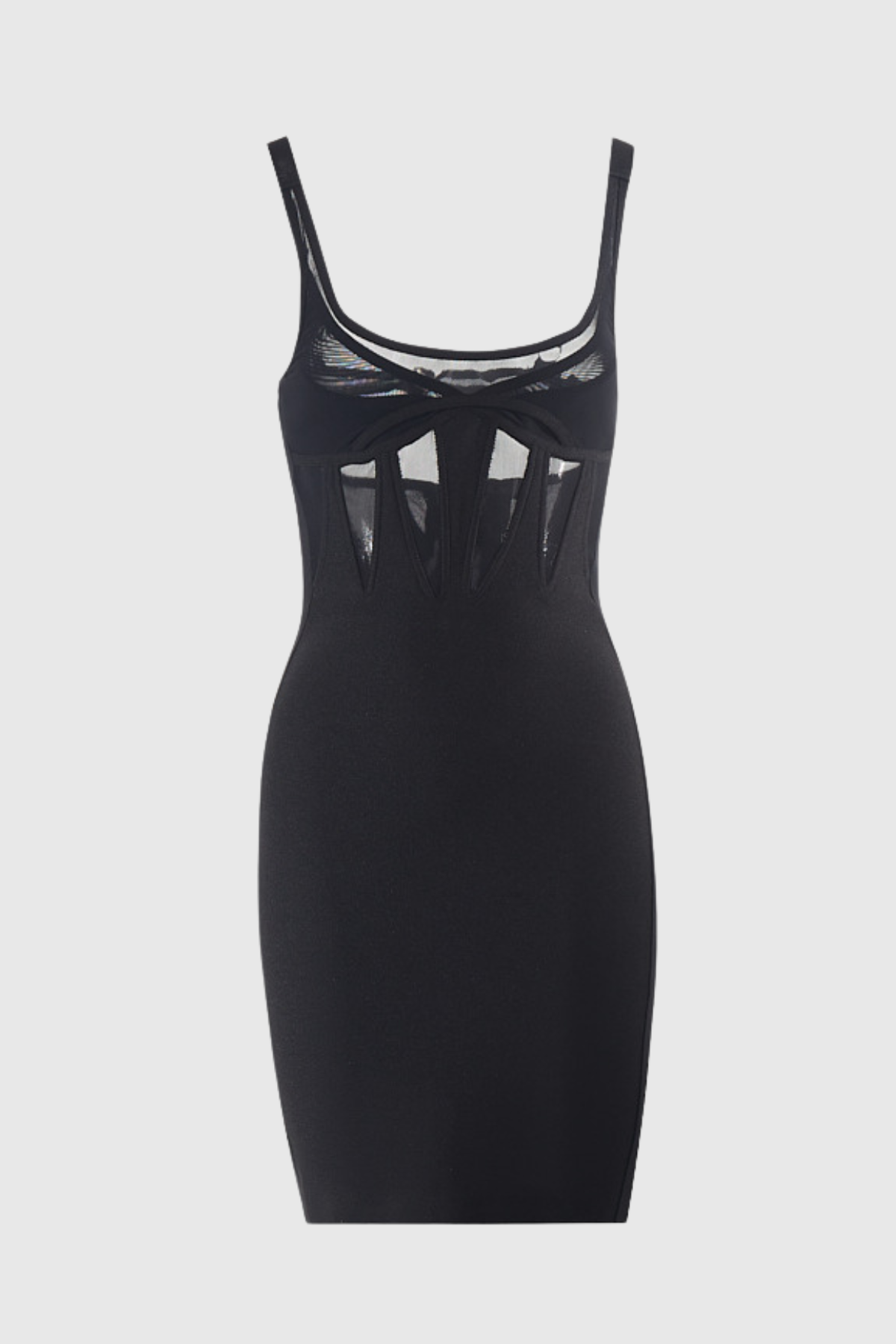 Nyomi durchsichtiges, ärmelloses Minikleid aus Netzstoff