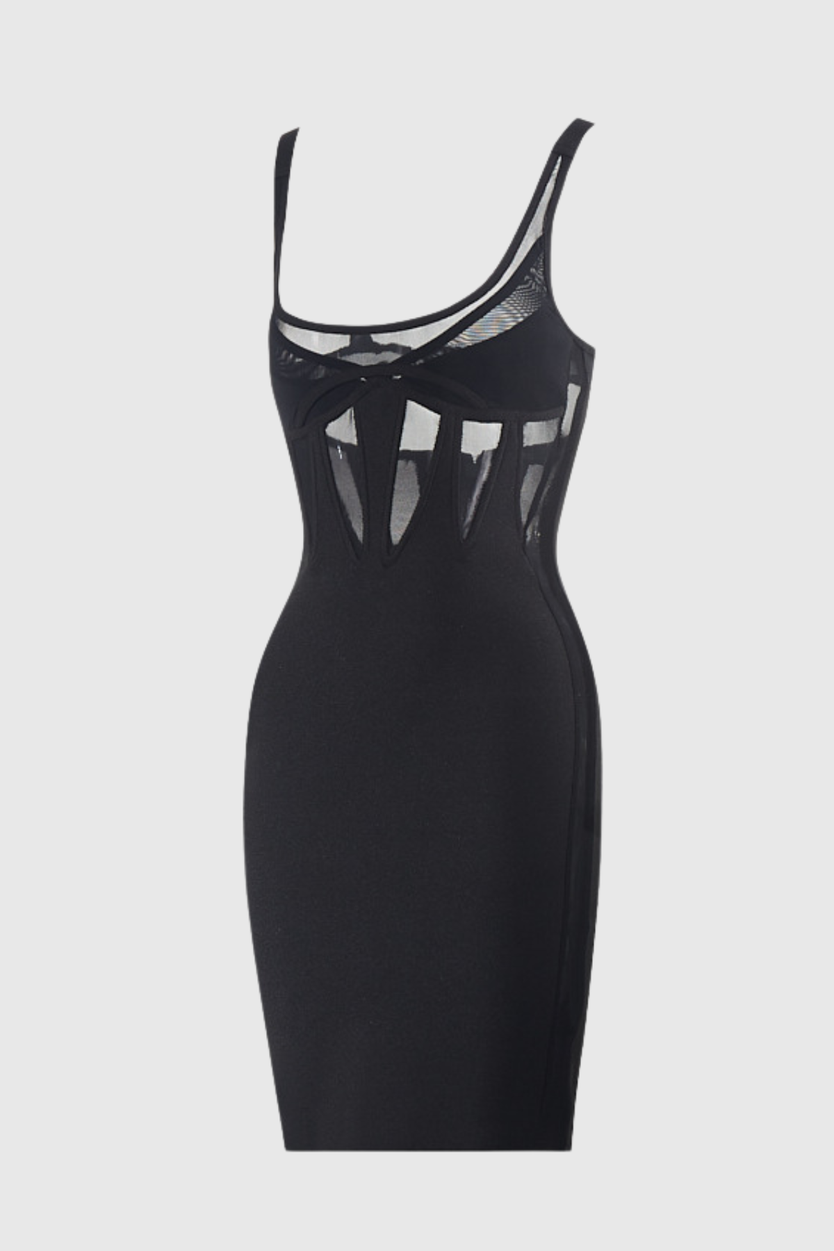 Nyomi durchsichtiges, ärmelloses Minikleid aus Netzstoff