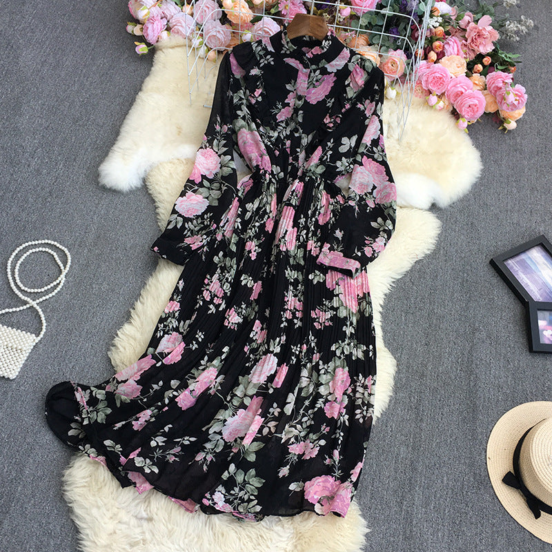 Sweet Sayings Watercolor Floral Patchwork Tulle Pleated Maxi Dress