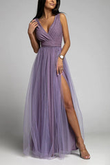 V Neck Graceful Backless Maxi Dress