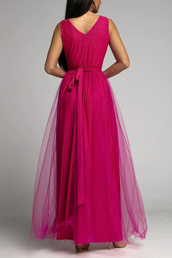 V Neck Graceful Backless Maxi Dress