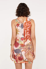 Halter Neck Mesh Printed Stretch Dress