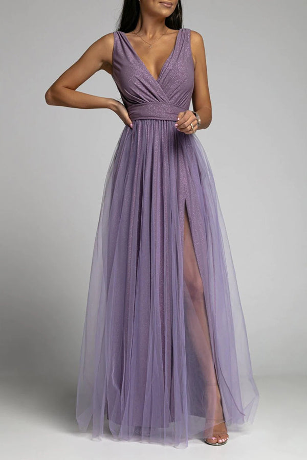 V Neck Graceful Backless Maxi Dress