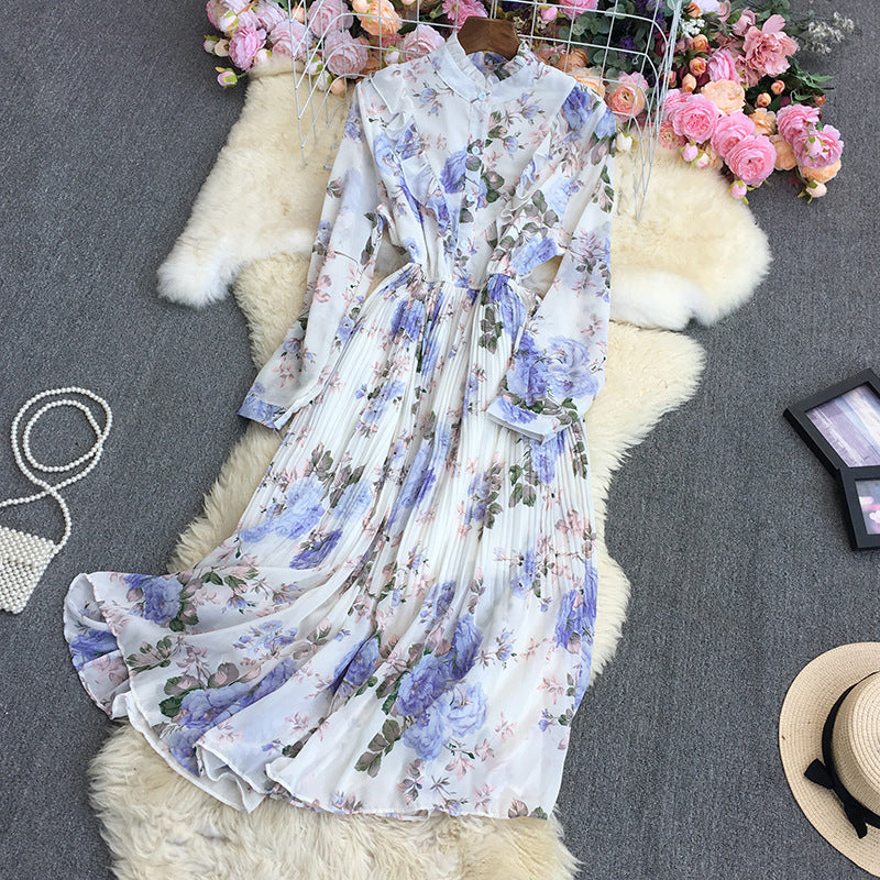 Sweet Sayings Watercolor Floral Patchwork Tulle Pleated Maxi Dress