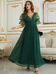 Rosa kurzärmliges Chiffon-Partykleid