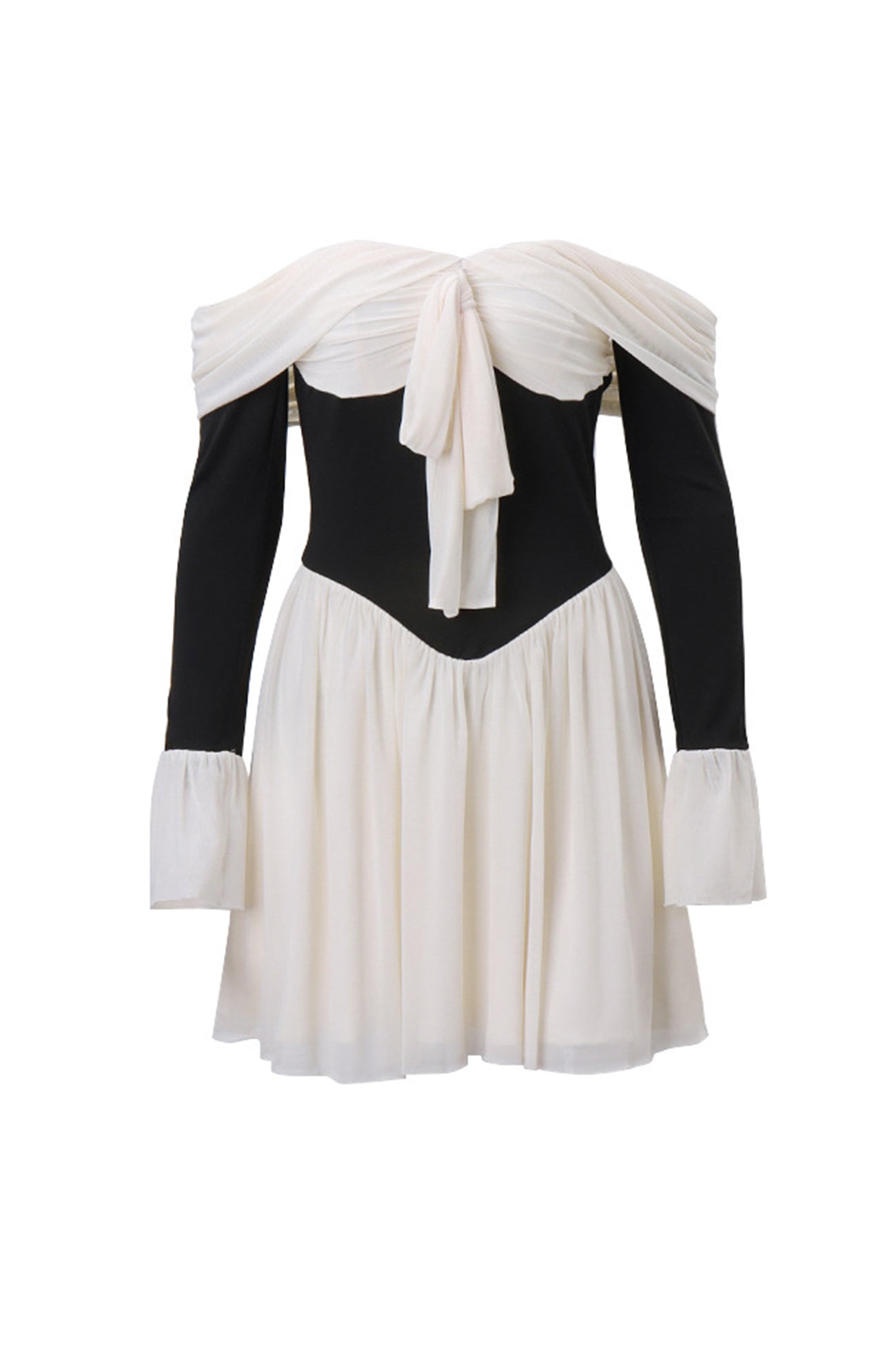Schulterfreies Korsettkleid mit Schleife