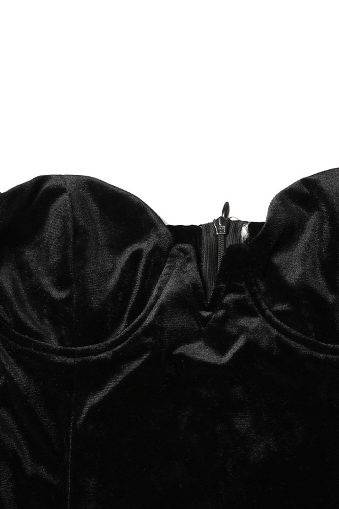 Schulterfreies Korsett-Samtkleid mit ausgestellten Ärmeln