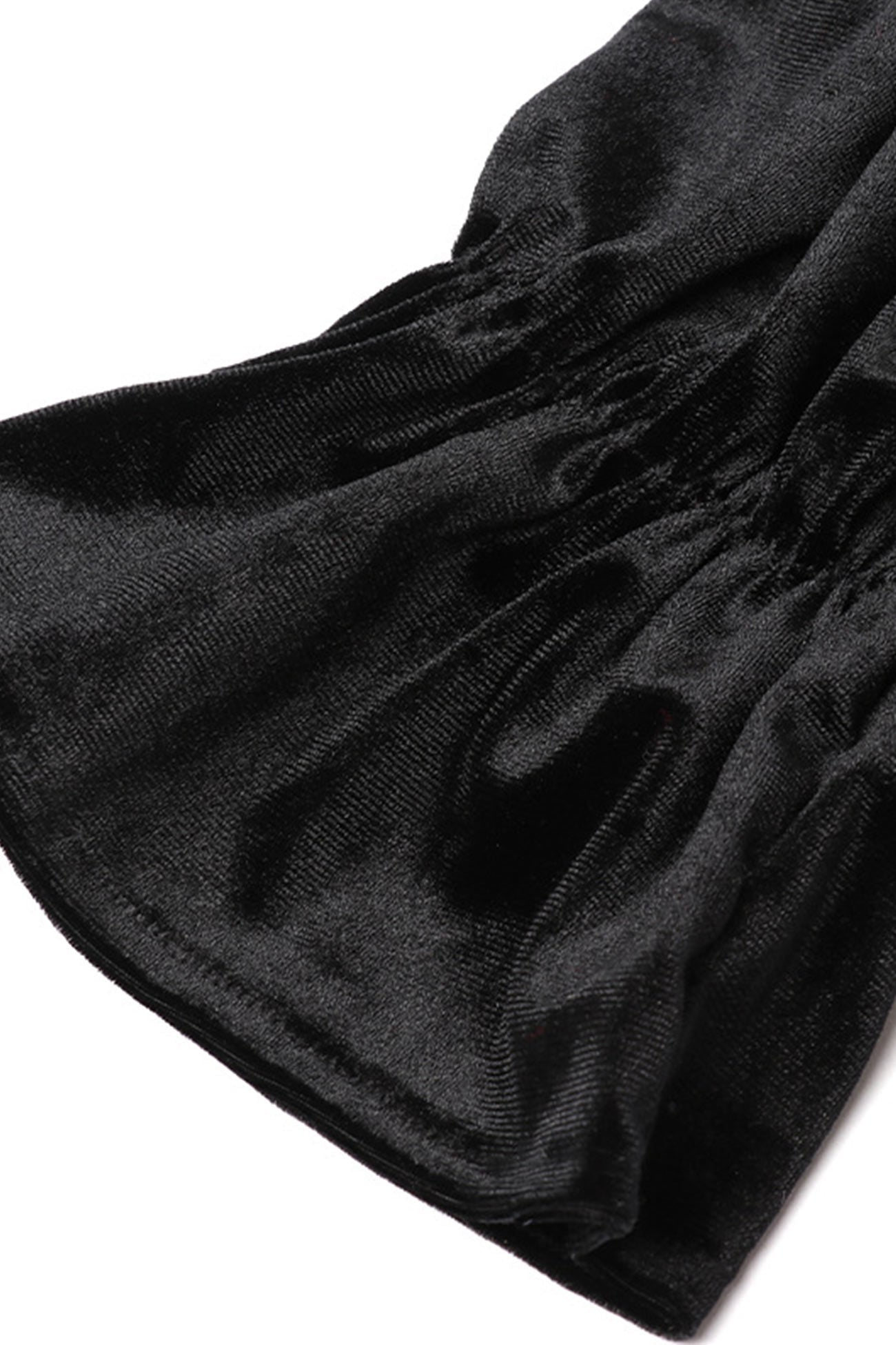 Schulterfreies Korsett-Samtkleid mit ausgestellten Ärmeln