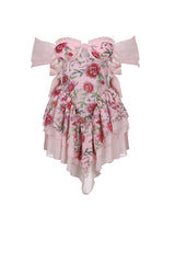 Schulterfreies Korsettkleid mit Blumendruck