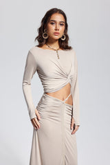 Padget – Figurbetontes Oberteil mit verdrehter Rüsche in Aprikose