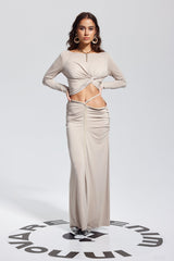 Padget – Figurbetontes Oberteil mit verdrehter Rüsche in Aprikose