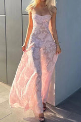 Rosa Jacquard-Korsett-Camisole-Kleid