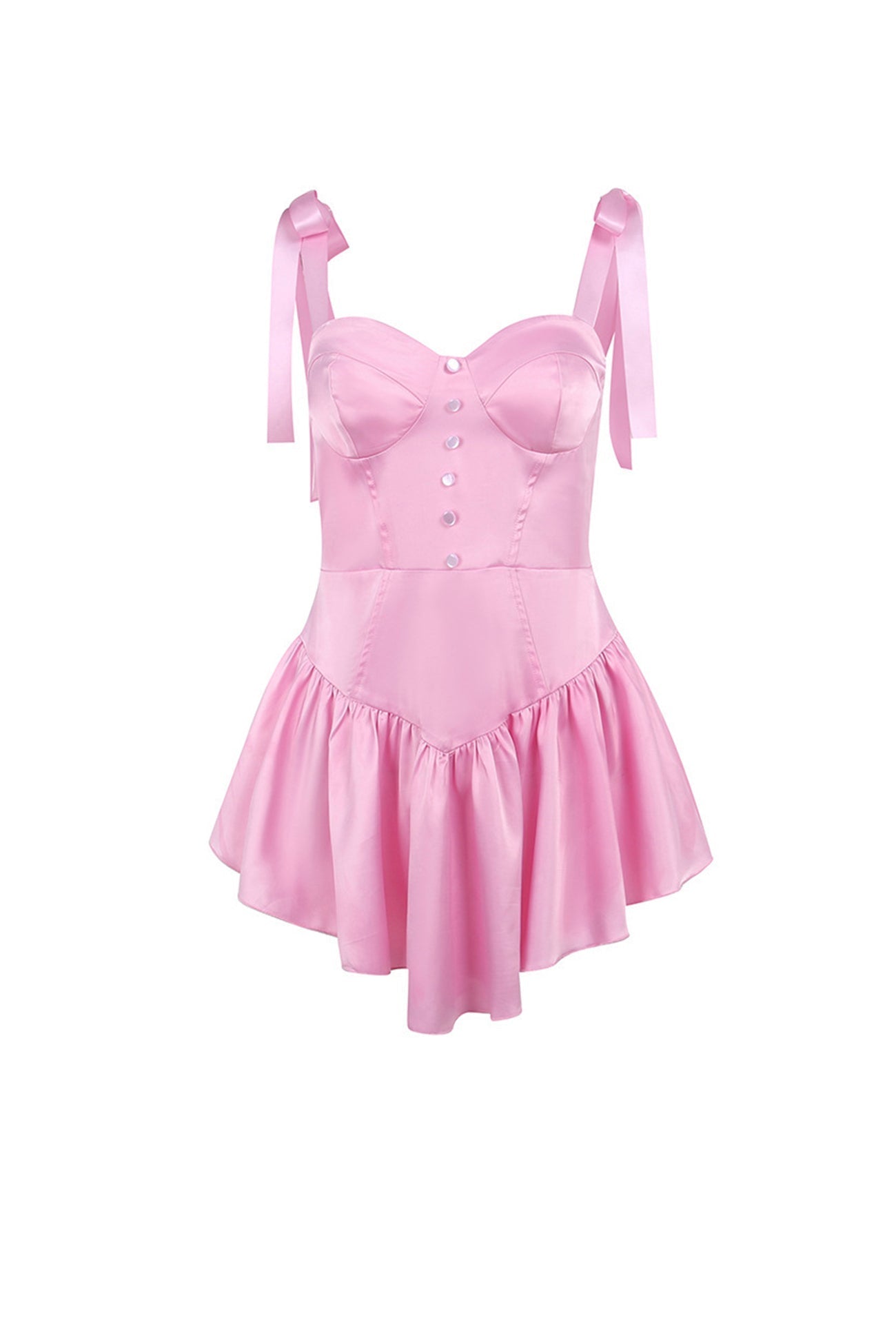 Rosa Korsettkleid mit Rüschen und Bindeträgern