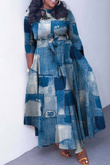 Bedrucktes Kleid mit Bindegürtel