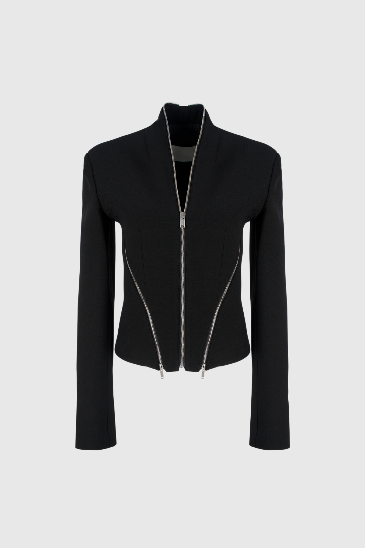 Prisha Zipper V Neck Short Jacket In Black