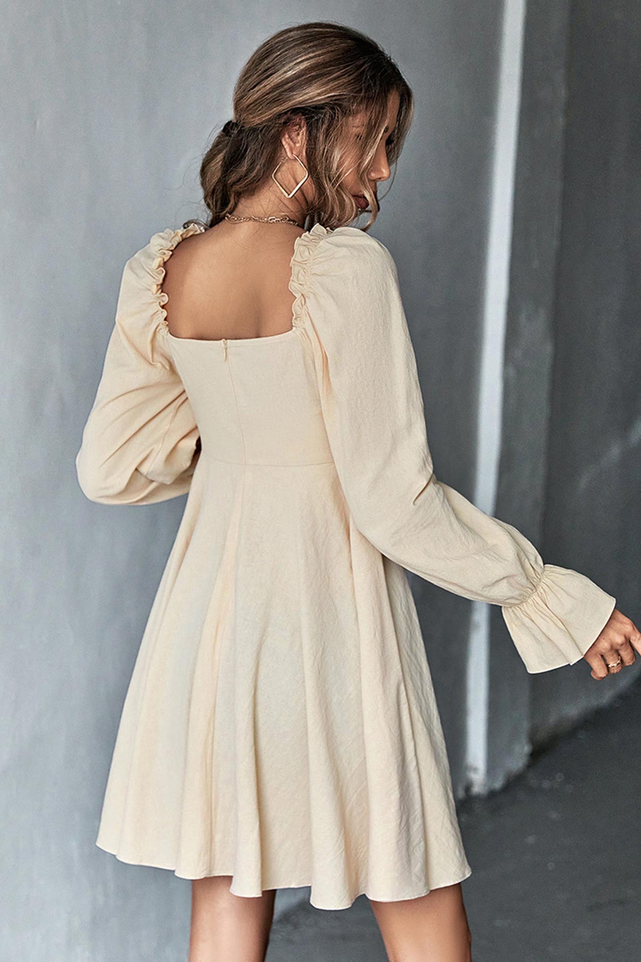 Puff Sleeve A-Line Mini Dress