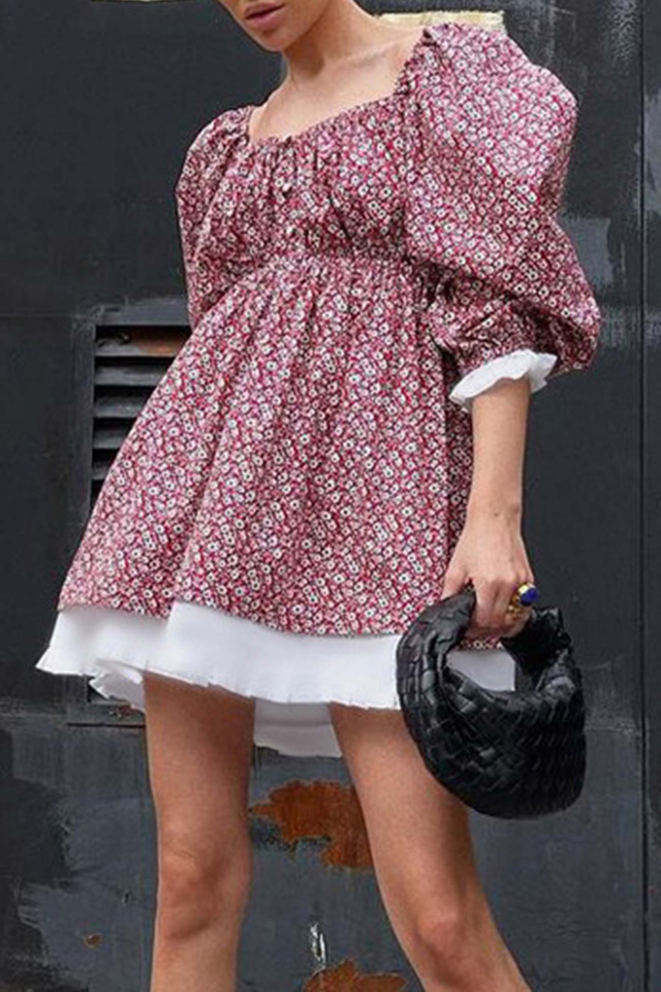 Puff Sleeve Off-Shoulder Floral Babydoll Dress