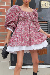 Puff Sleeve Off-Shoulder Floral Babydoll Dress