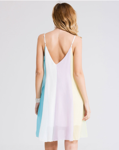 Chiffon rainbow sling dress beach skirt