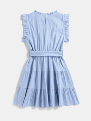 Pretty Off The Shoulder Striped Belted Dress