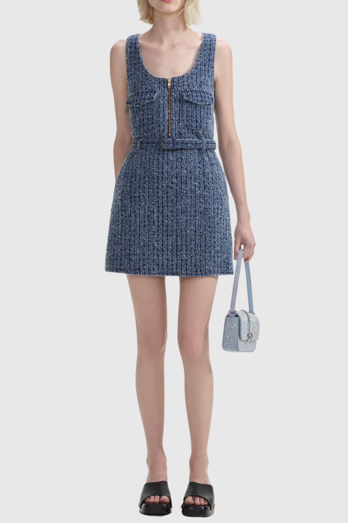 Ärmelloses Minikleid Rayne mit Reißverschluss und Schnalle