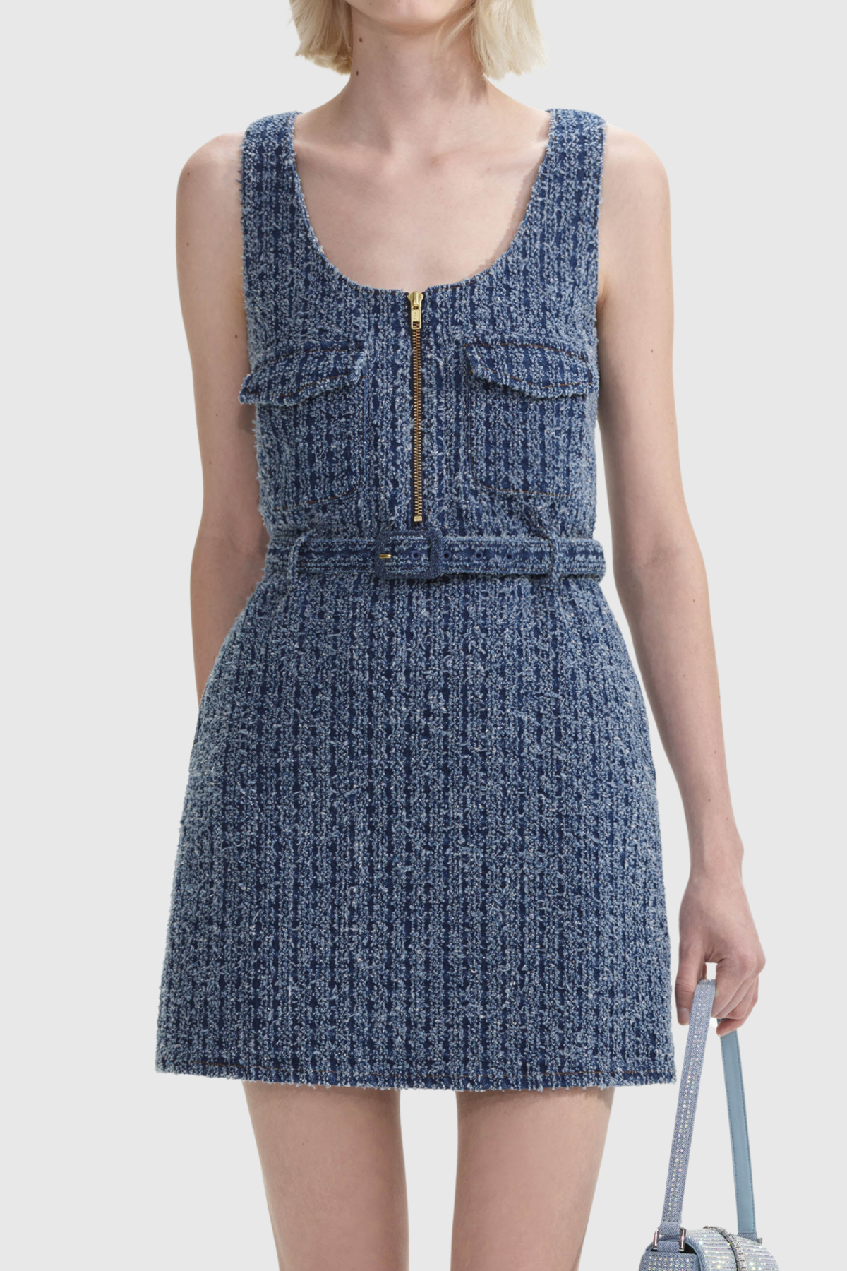 Ärmelloses Minikleid Rayne mit Reißverschluss und Schnalle