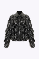 Reese Ruched Leather Jacket