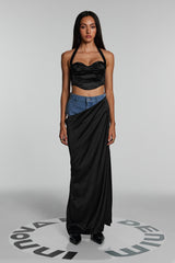 Ronny Denim Hollow Maxi Skirt