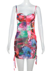 Figurbetontes Minikleid mit Batikmuster