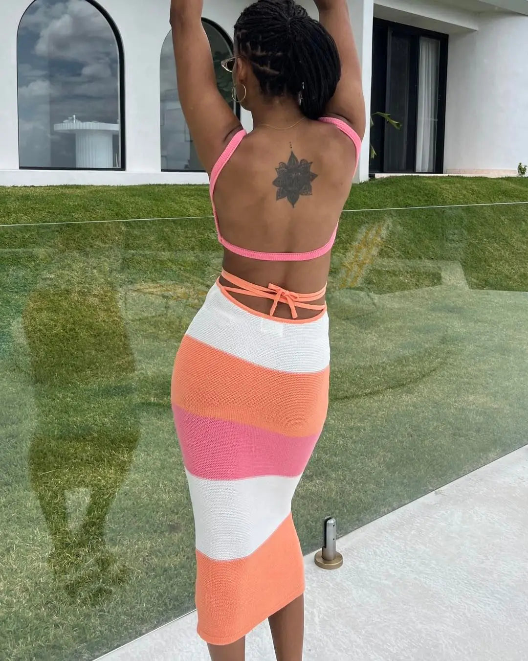 Backless Knit Maxi Dress