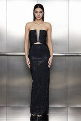 Salem, figurbetontes Maxikleid mit Strass