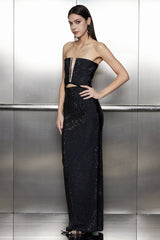 Salem, figurbetontes Maxikleid mit Strass