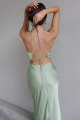 Satin Cowl Neck Tie-back Cami Dress