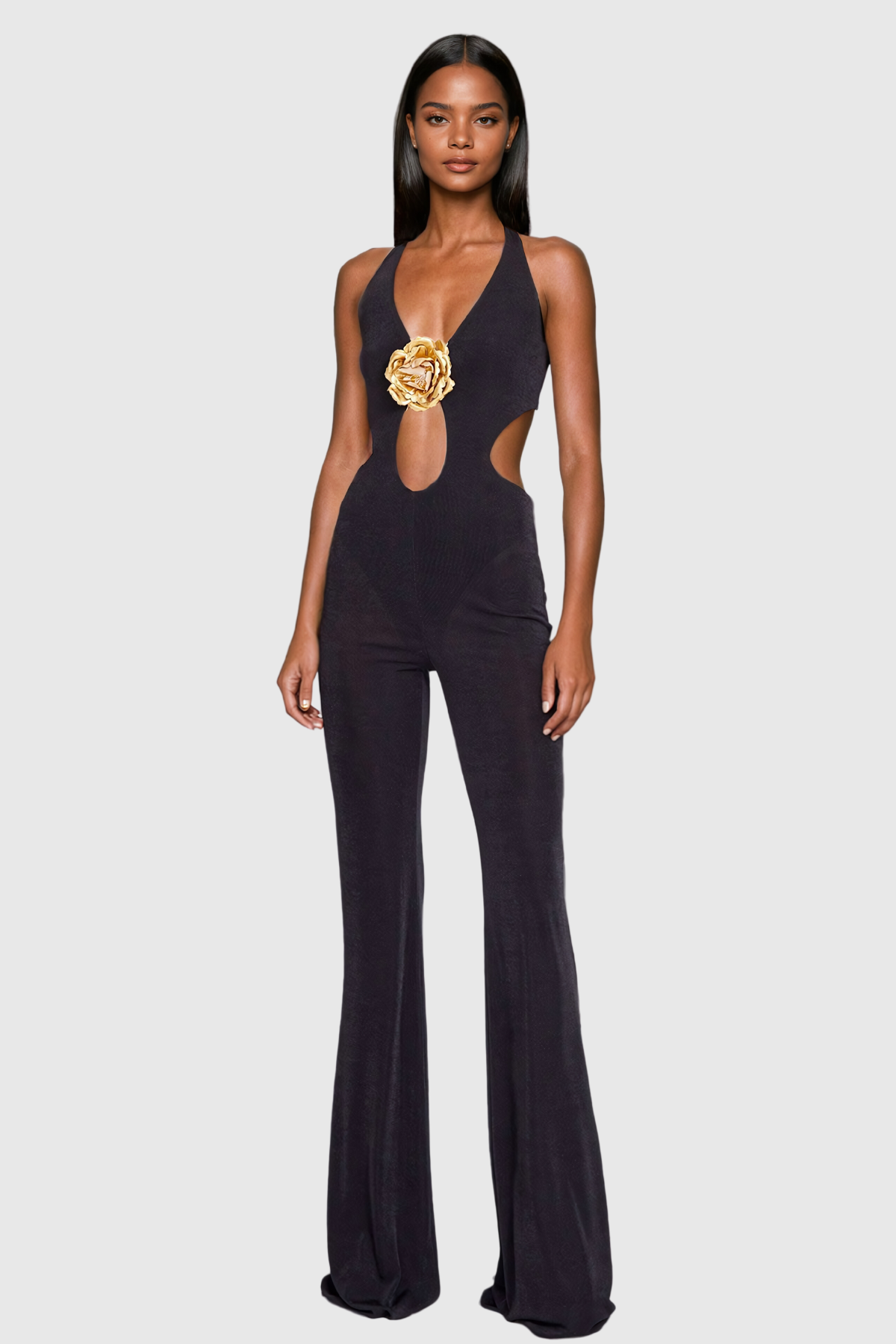 Schuyler Cutout Flower Backless Jumpsuit