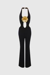 Schuyler Cutout Flower Backless Jumpsuit