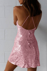 Sequin Crisscross Back Cami Dress